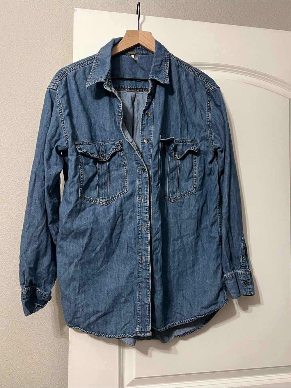 Free People Denim Button-Up Shirt